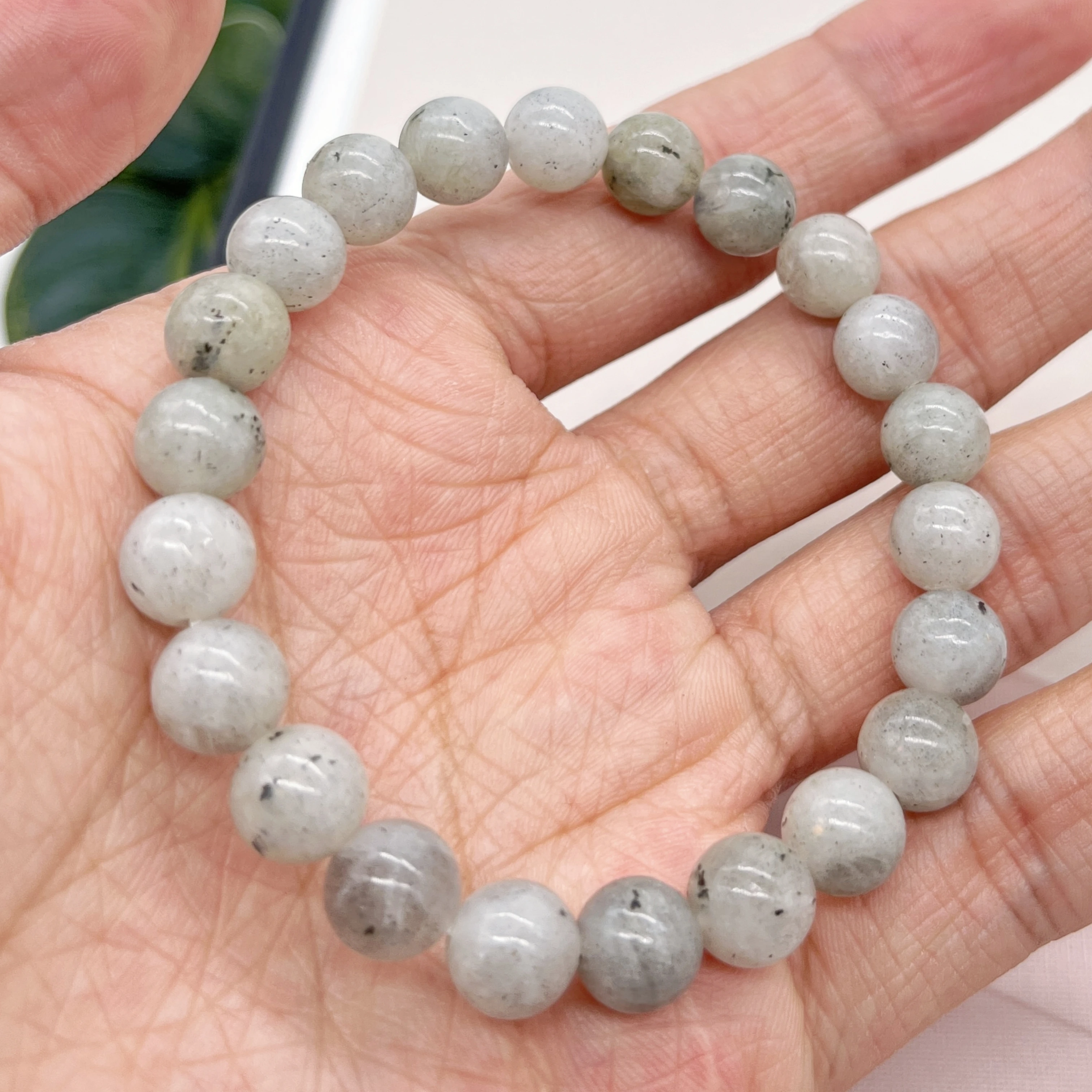 Natural Labradorite Beaded Bracelet Rock Crystal Stone Reiki Healing Beads Fashion  Bangles Yoga Jewelry Home Decor Gift