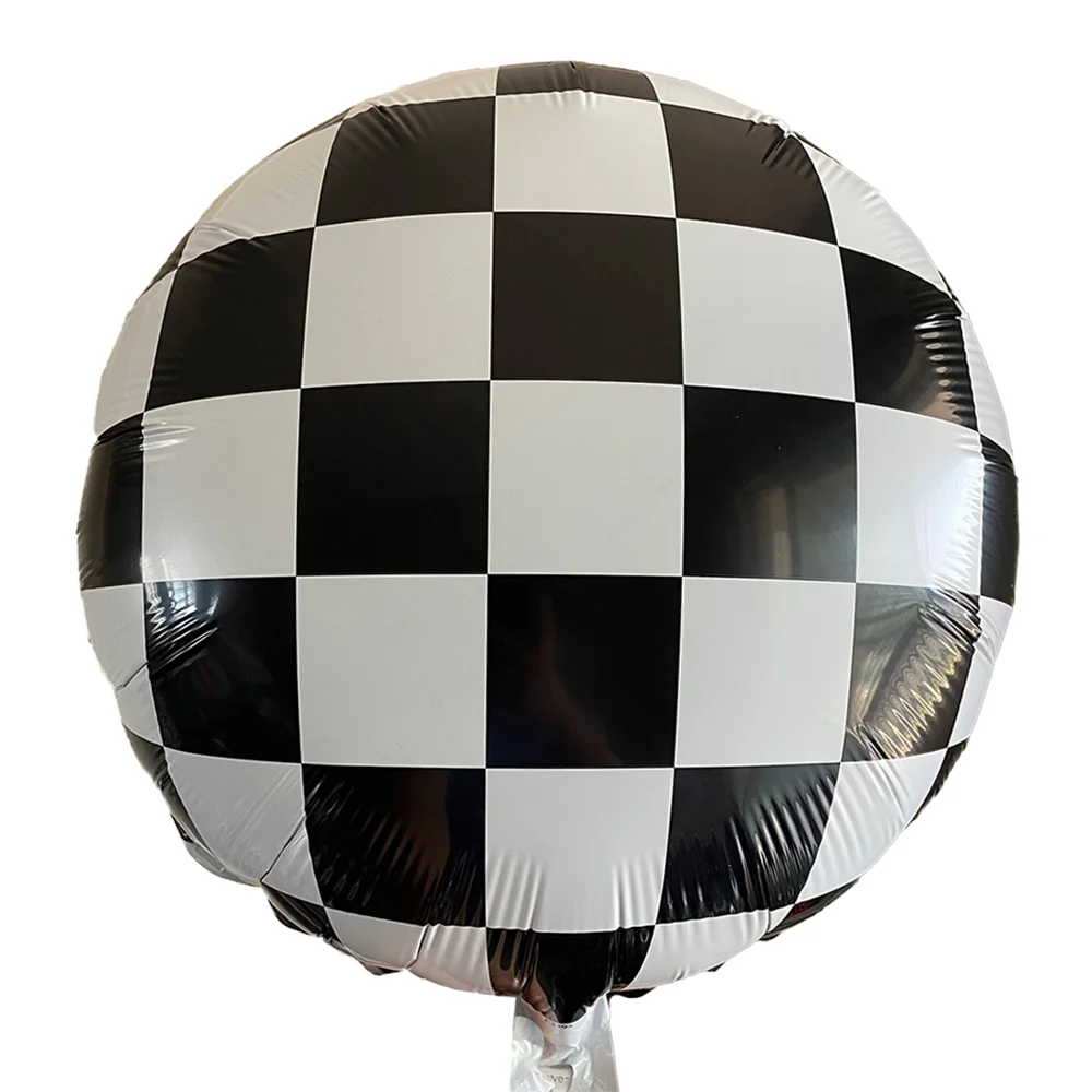 3-5pcs Checkerboard Balloon Aluminum Foil Balloon Black White Checkered Ballon for Racing Themed Party Decoration Supply 18 Inch