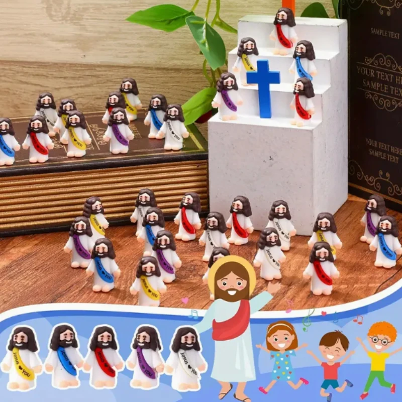 Hot Miniature Jesus Ornaments Toy PVC Desktop Religious Figures Jesus Ornaments Easter Hanukkah Christian Decorations Gifts