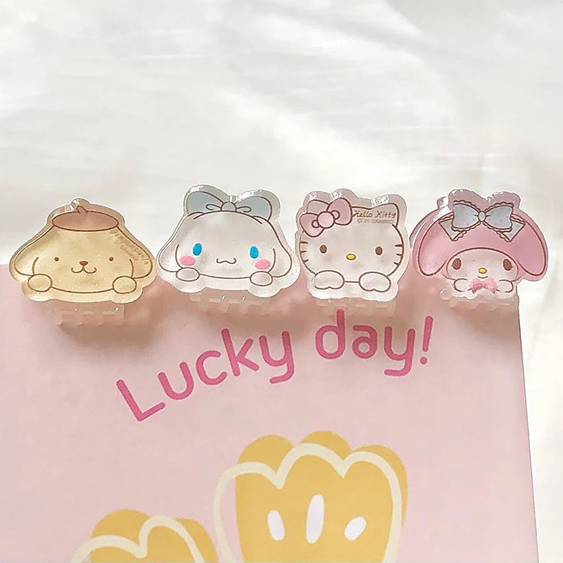 1PC Kids Xmas Birthday Gift Hello Kitty Sanrio Hair Claws For Women Kuromi Melody Grab Clip Girl Cinnamoroll Acrylic Shark Clip