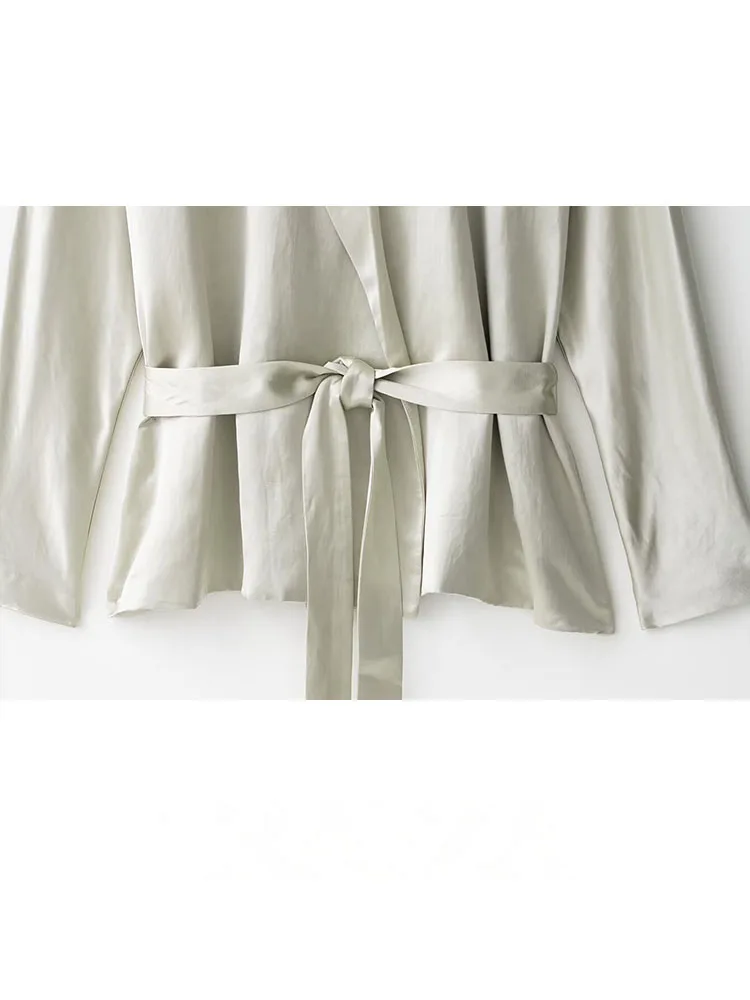 여성용 긴 바지 세트 턴다운 칼라 긴 소매 코트+하이웨이스트 지퍼 바지 여성 가을 패션 레이스업 수트