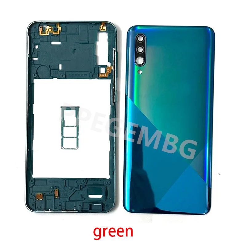 NEW For Samsung Galaxy A30s A307 Housing Middle Frame Chassis battery cover shell Lid Case Rear Back Panel camera Glass Sim slot