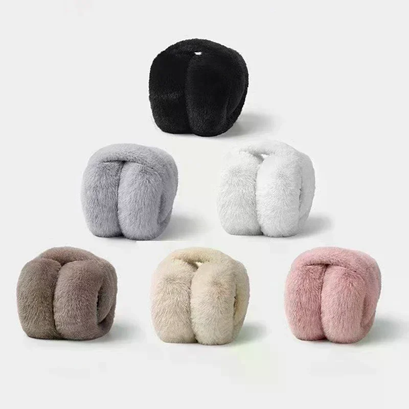 Sólido macio de pelúcia orelha manter mais quente inverno earmuffs para mulheres moda ao ar livre earflap proteção orelha-muffs capa de orelha