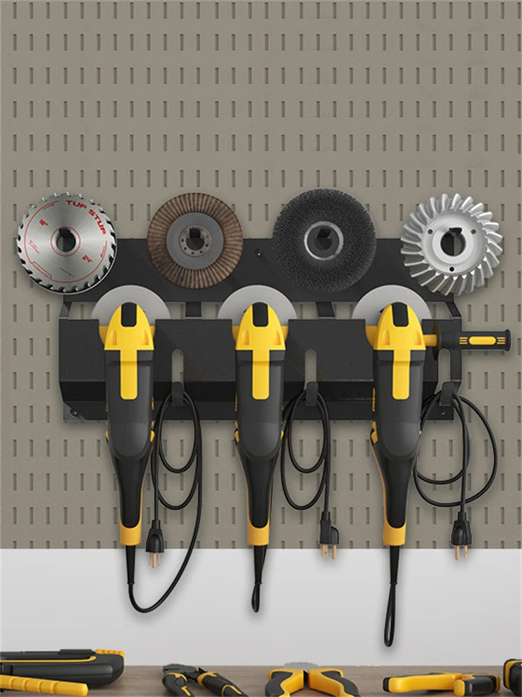 Supporto per portaoggetti da parete per smerigliatrice angolare Scaffale sospeso a parete in metallo Supporto per lucidatrici fissi Stoccaggio stabile per garage domestico dell'officina