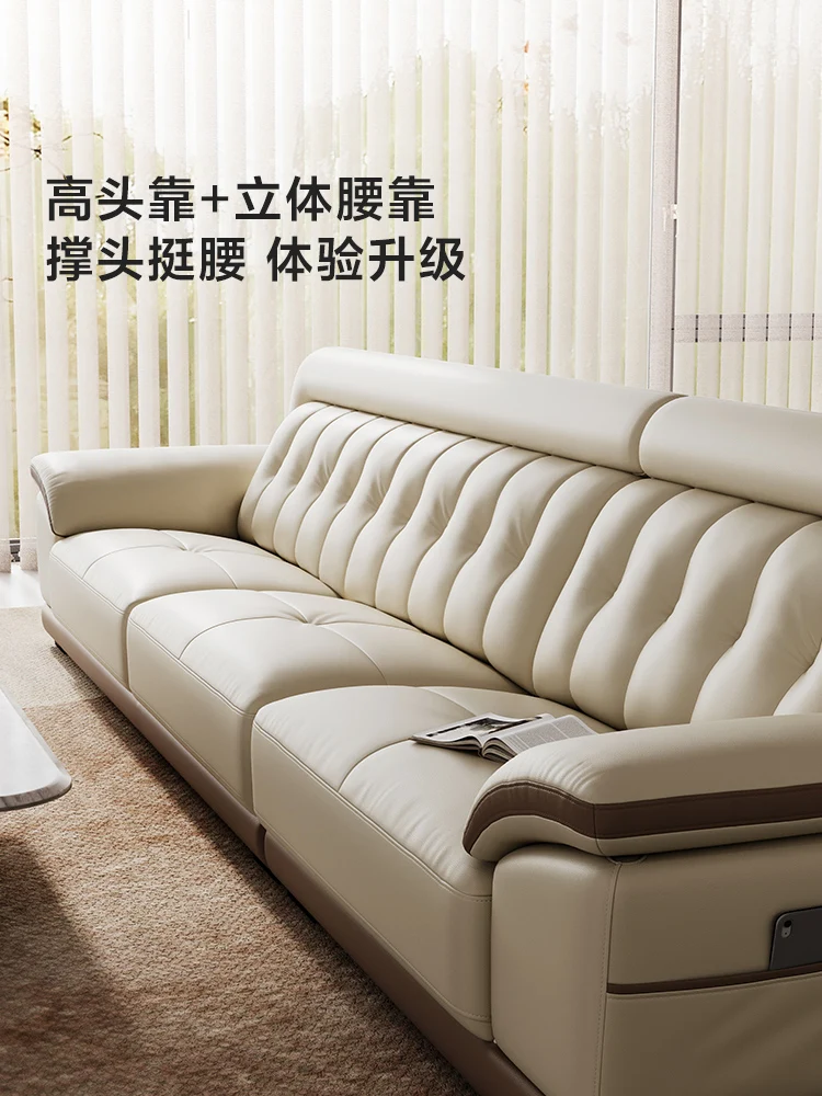 Modern leather sofa European furniture living room first layer cowhide