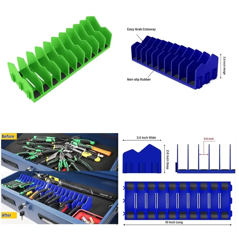 for Multifunctional Tool Storage Rack Expandable 10 Slot Organizer with Non Slip Rubber Base for Tool Drawers and Workbenches