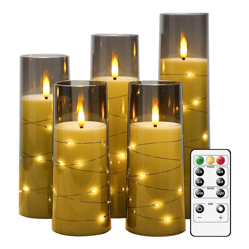 Led Electronic Candle Light Christmas Party Light String Restaurant Decoration Acrylic with Cup Candle Wedding Decoration