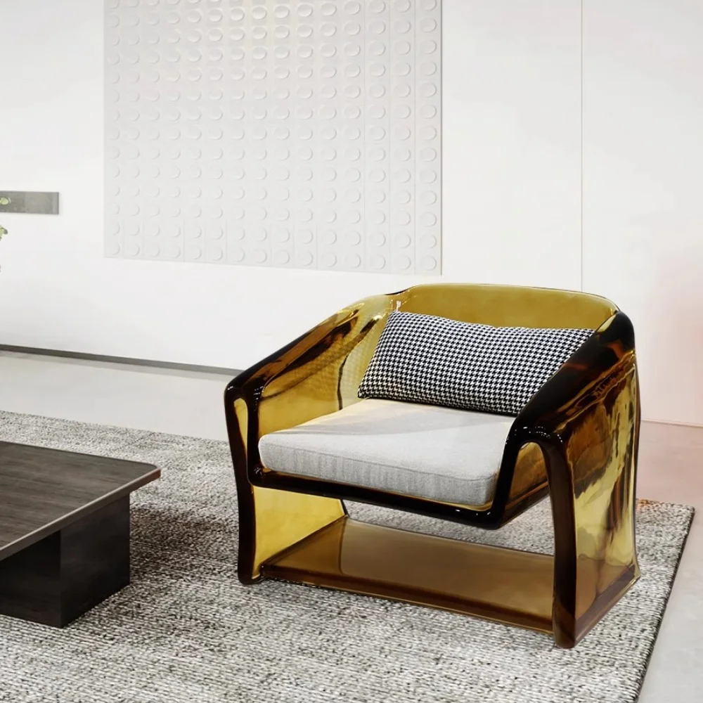 *Epoxy Resin Modern Leisure Armchair with Cushion-Eco-Friendly Durable Waterproof Living Room Chair