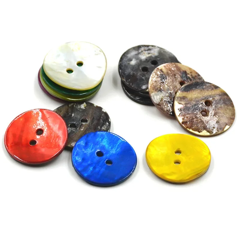 10pcs/lot Natural Shell Sewing Buttons Color Mother of Pearl Shell Round Buttons 2 Holes for Clothing DIY Garment Accessories