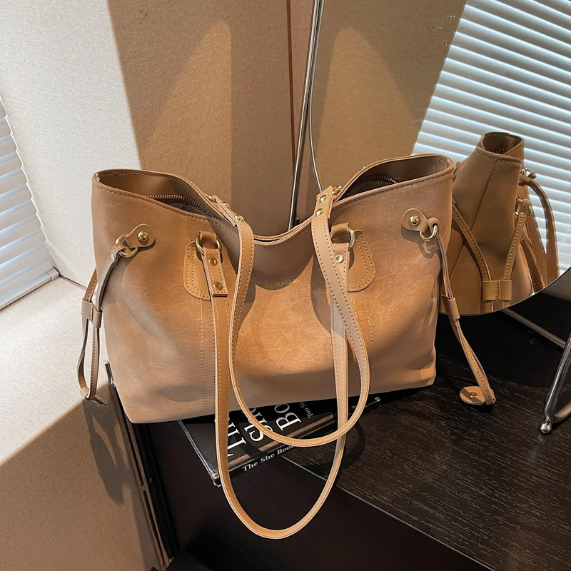 Tas Selempang Vintage 2025, Tas Jinjing Luas untuk Wanita, Tas Selempang Minimalis, Tas Mewah untuk Siang dan Malam, Tas Selempang Bertekstur