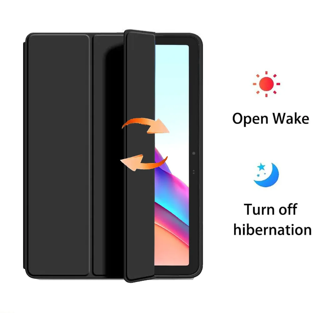 حافظة لهاتف Tecno Megapad مقاس 11,11 بوصة 2024، غطاء حماية للكمبيوتر اللوحي، رفيع للغاية، ثلاثي الطي، قوس، غلاف حماية ملفوف بالكامل