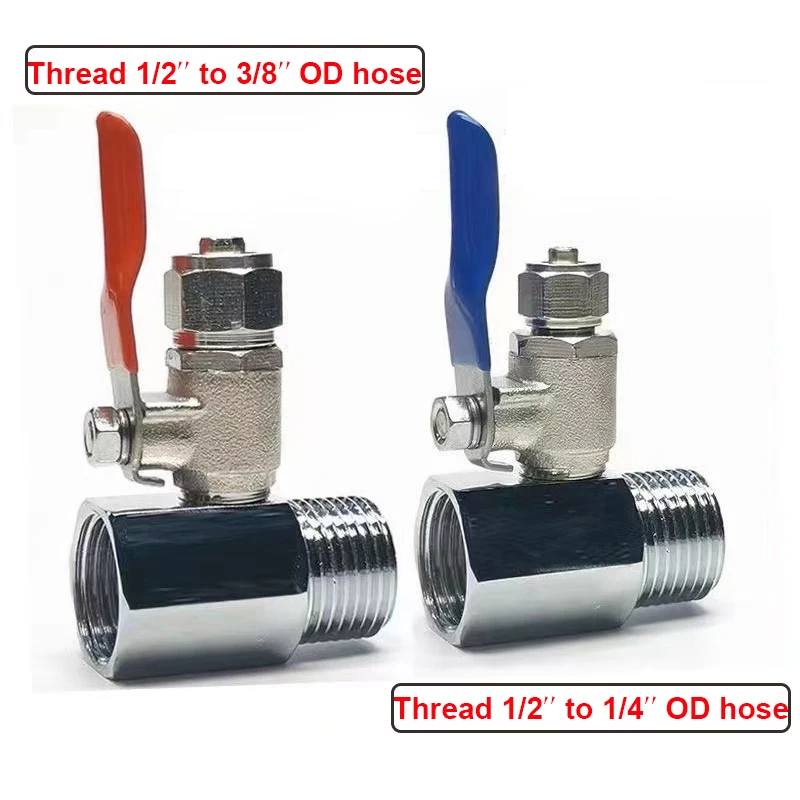 1/4\'\' 1/2\'\' Male 1/4 3/8 Tube Water Adapter RO Feed Ball Valve Faucet Water Filter Reverse Osmosis System for Water Purifier Tap