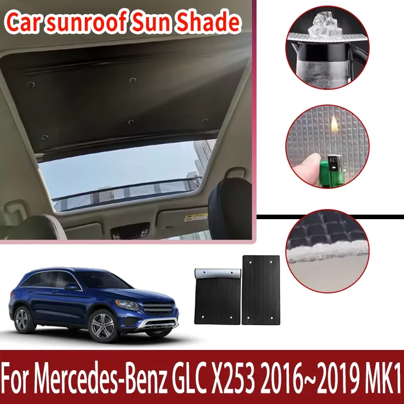 

Автомобильные солнцезащитные шторки для люка Mercedes-Benz GLC X253 2016~2019 MK1, теплоизоляционные, анти-УФ, аксессуары для защиты от солнца