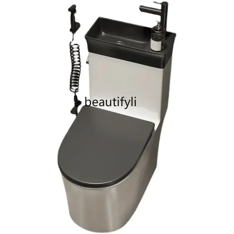 zq Household toilet with wash basin, ceramic integrated water tank, dual-use water-saving water pumping seat, toilet