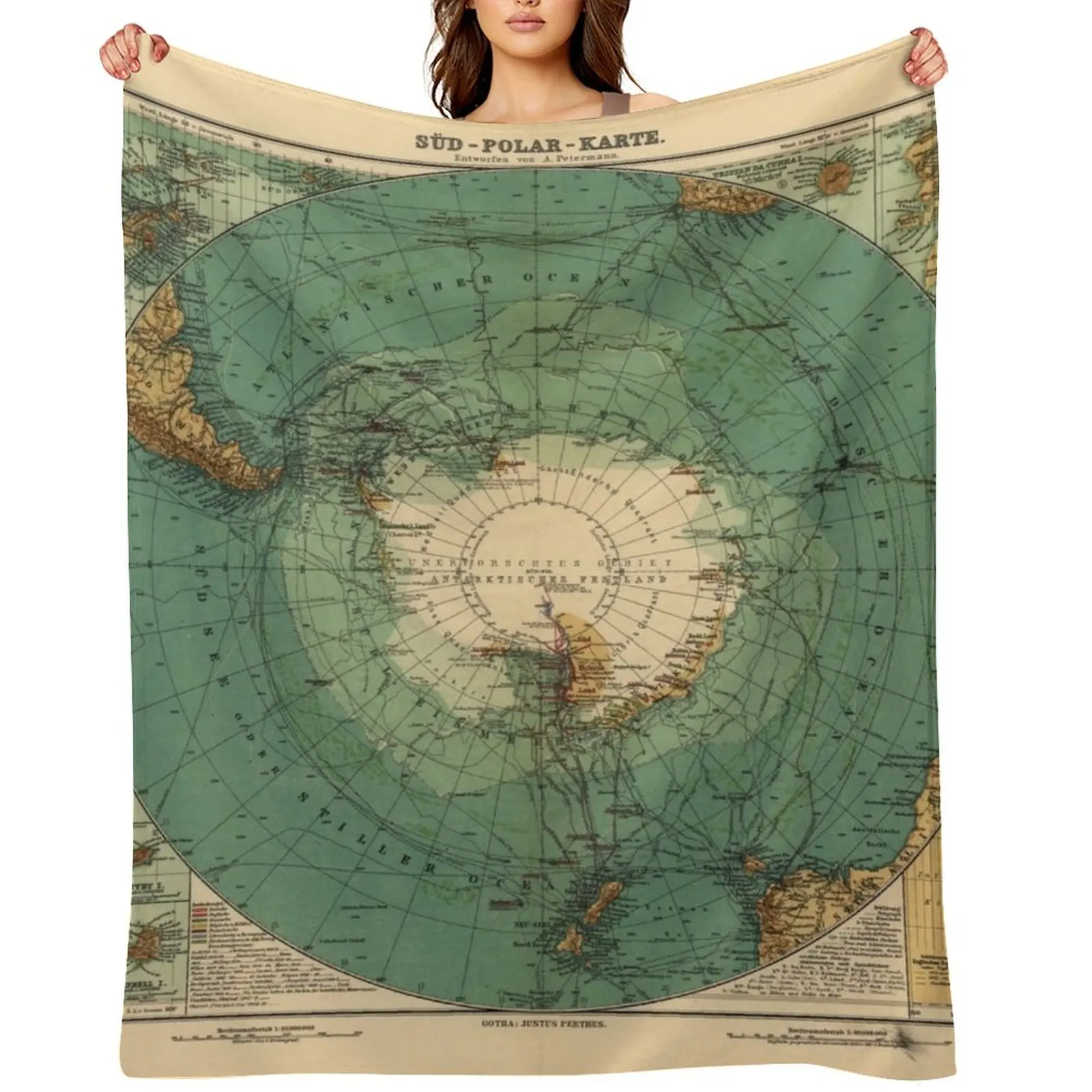 

Map of Antarctica from 1912 (Sd-Polar-Karte) Throw Blanket Fashion Sofas Bed Flannel Fabric Thermals For Travel Blankets