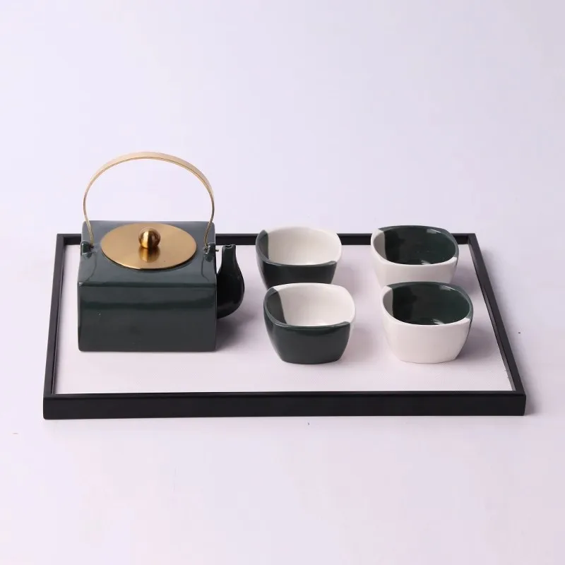 Chinese style retro Living room Tea sets The tray ornaments Advanced Villa Courtyard Tea room Decoration combination Tea sets