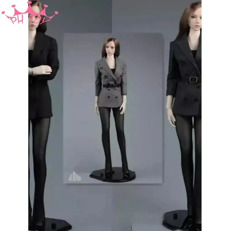 A015 1/6 Scale Female Slim Business Office Uniform Suit Pantyhose Corset Wrap Chest High Heels for 12