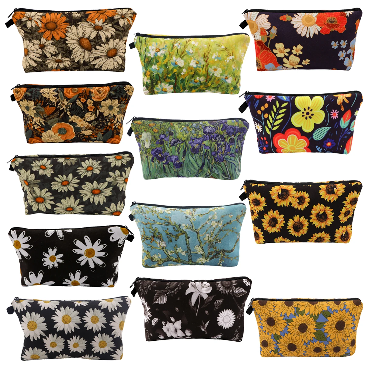 Daisy Sunflower Pencil Bag For Students Stationery Flowers Pencil Pouch Fashion Makeup Brushes Lipsticks Storage Bag