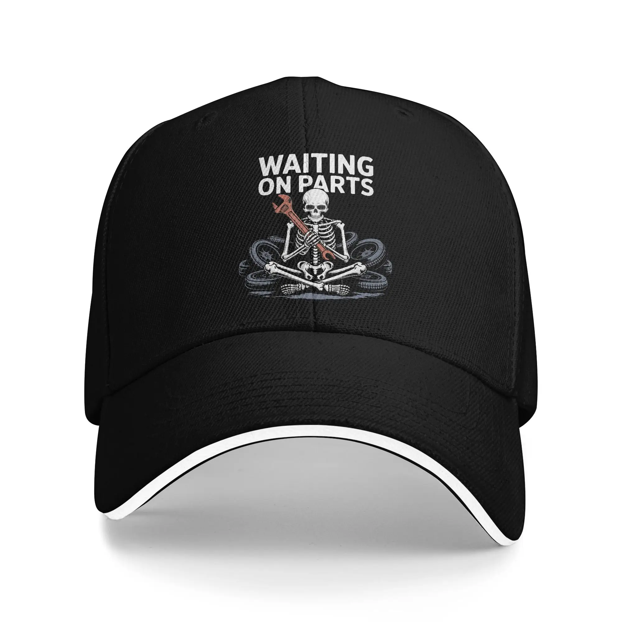 Casual Baseball Cap Funny Waiting On Parts Mechanic Skeleton Auto Repair Life Trucker Hat For Men Sun-Proof Baseball Caps
