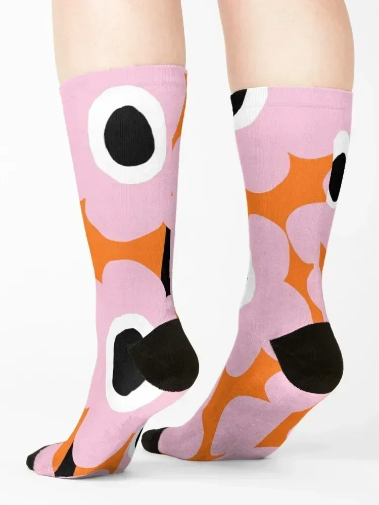 Iconic Pink and Orange Scandinavian Garden Socks loose Antiskid soccer with print Sports Socks For Women Men's