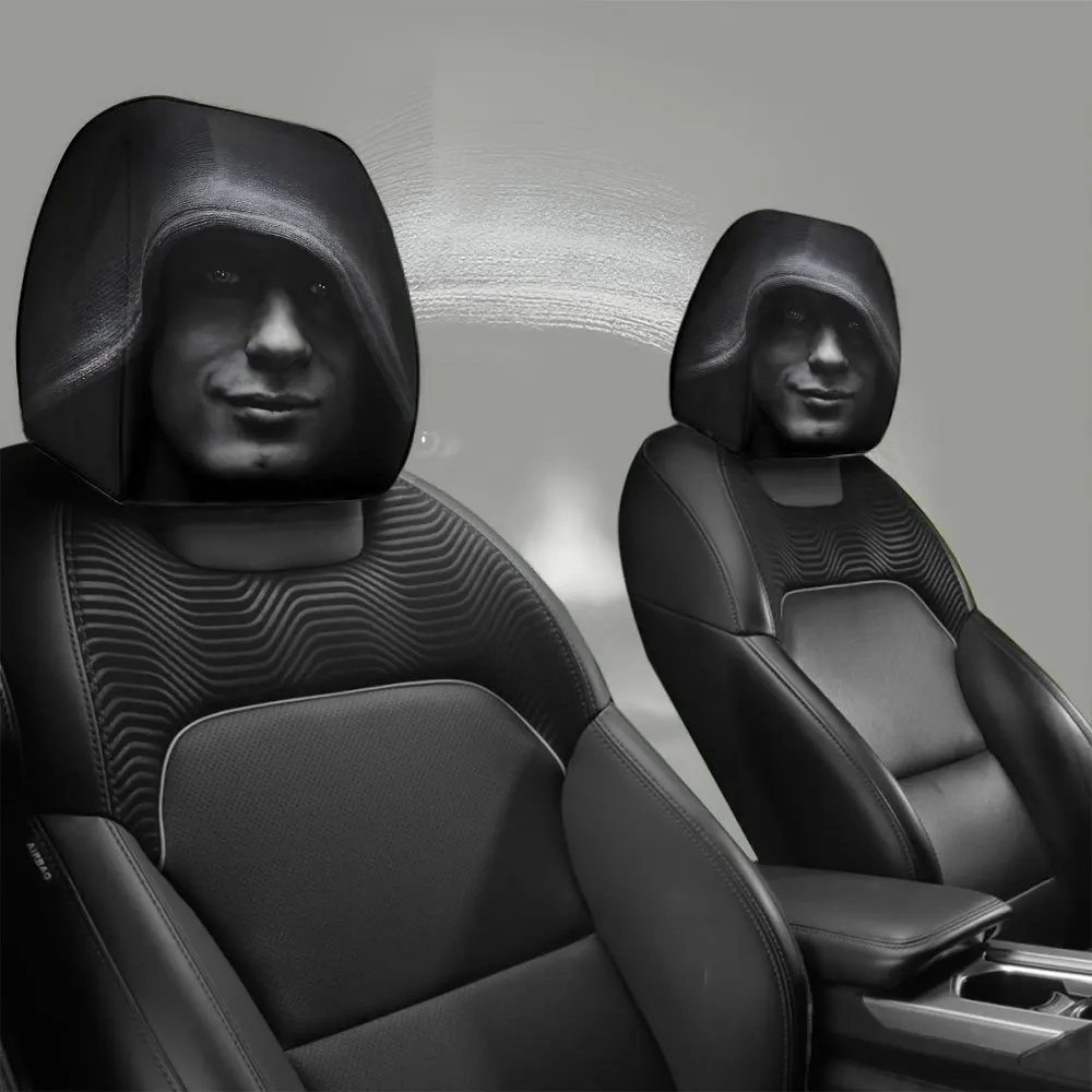 2 Stück Dunkle Ästhetische Mysteriöse Porträt-Druck Auto-Kopfstützenbezüge Elastisch Universell Passend Auto-Innendekoration Bestseller