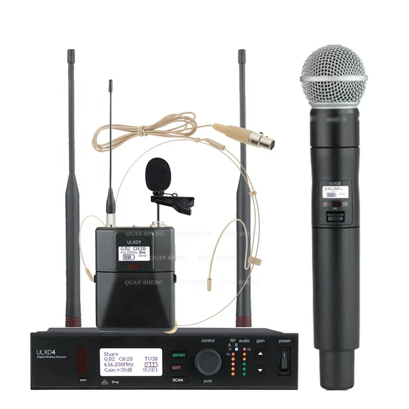 ULXD4 Professional Uhf Wireless Handheld Headset Lavalier Microphone Stage Performance Digital Microphone