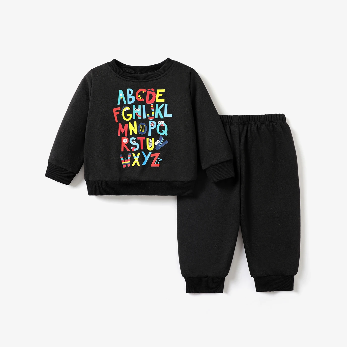 

PatPat 2pcs Baby Boy Childlike Letter Long Sleeve Set