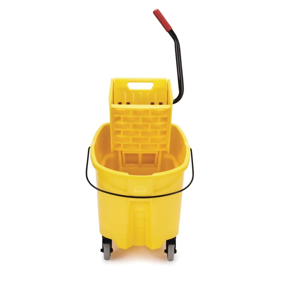 WaveBrake 35 Qt. Side-Press Mop Bucket and Wringer Combo sobre Rodas, Amarelo, Profissional, Industrial, Negócios, HeavyDuty Piso