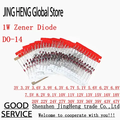 Kit assorti de diodes Zener 30 valeurs 1W 3V 3.3V 3.6V 5.1V 5.6V 7.5V 10V 12V 13V 15V 16V 18V 20V 22V 24V 30V 33V 47V, ensemble d'assortiment