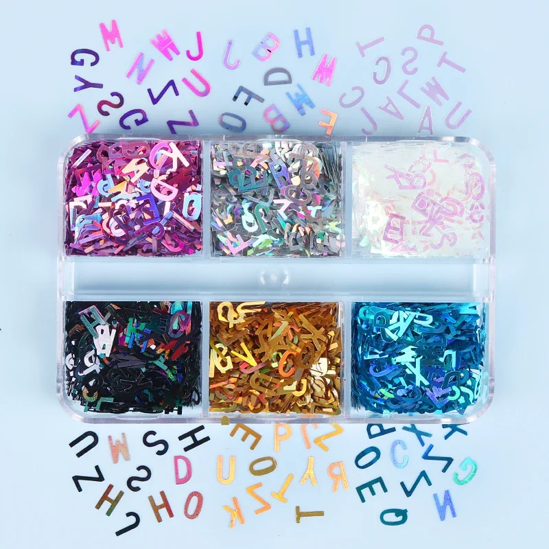 Alphabet Resin Sequins Holographic English Letter Glitter For Epoxy Resin Filling Accessories Silicone Mold Jewelry Making DIY