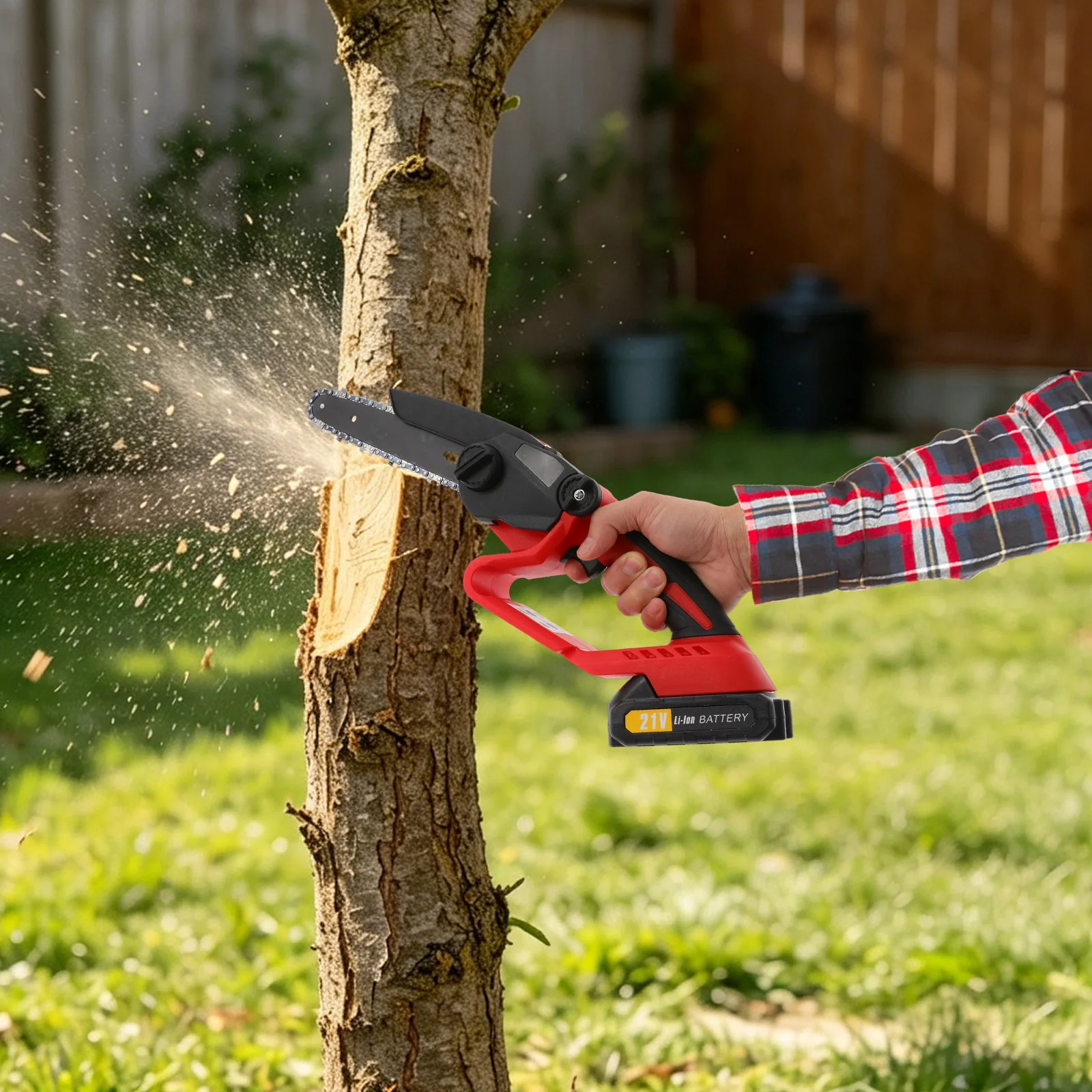 2 in 1 Cordless Mini 6 Inch Electric Pole Saw With 6ft Extension Pole Garden Tree Branch Trimmer Cutter