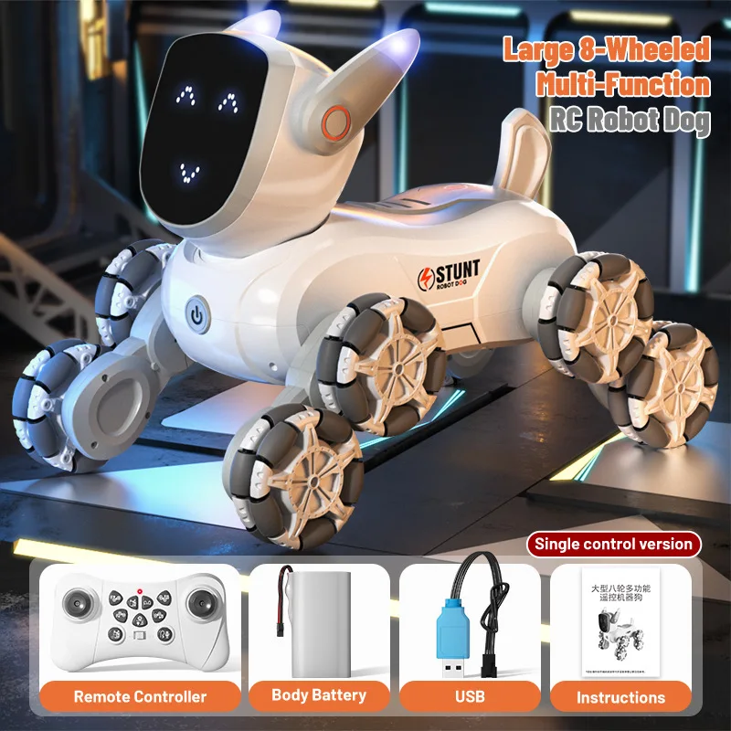 

Q196 Intelligent Mechanical Remote Control Dog Remote Control Toy Eight Wheel Children's Animal Toy Stunt Dog Programmable