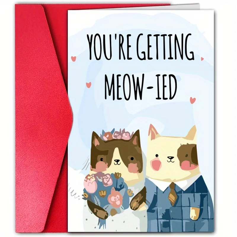 1pc, funny wedding card, wedding anniversary card, cute cat card, lovely cat couple card, for wife, husband.