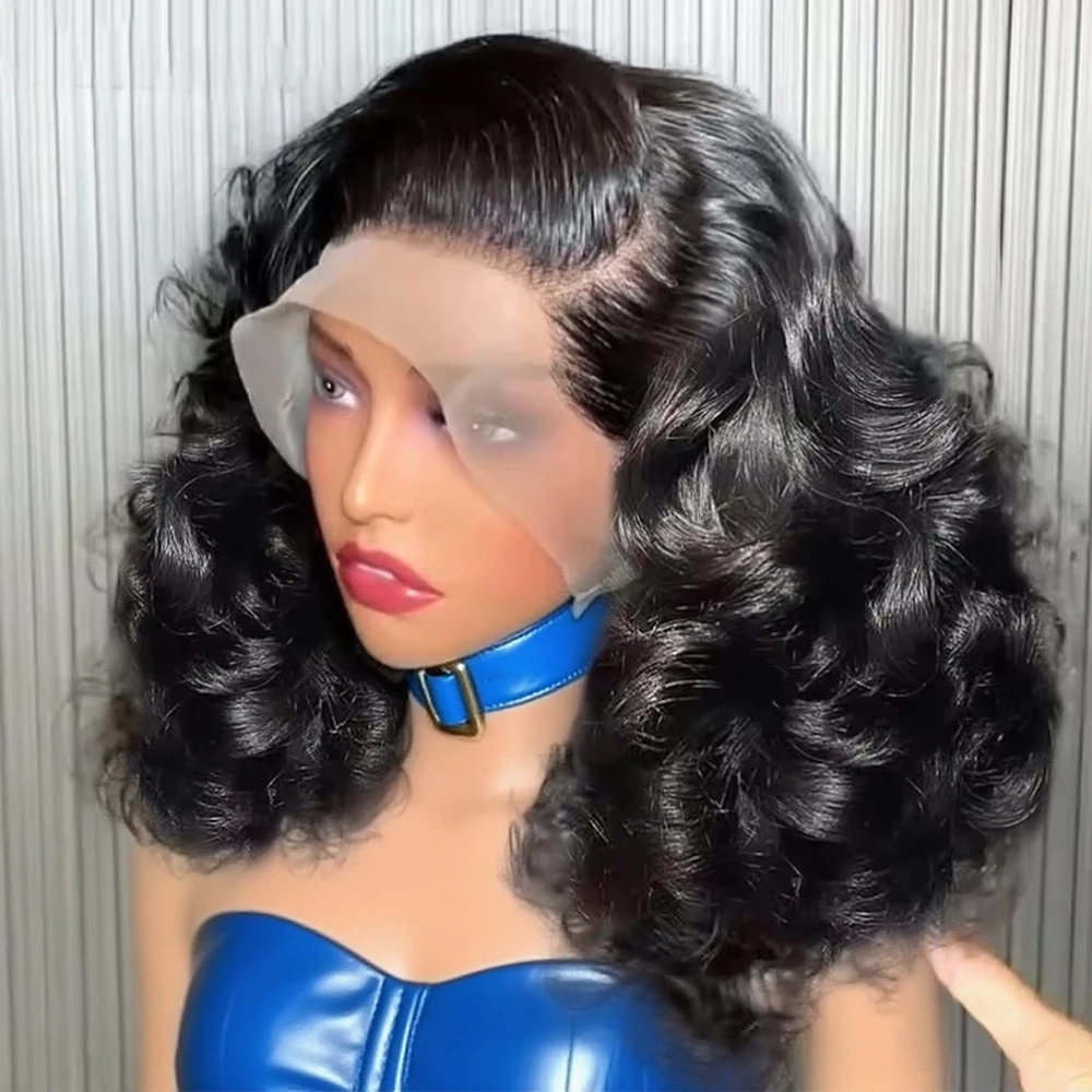 

Объемная волна Короткий парик Боб 13x6 Прозрачный Hd Кружевной фронтальный парик Бразильский бесклеевой парик из человеческих волос Парик из натуральных волос Плотность 250