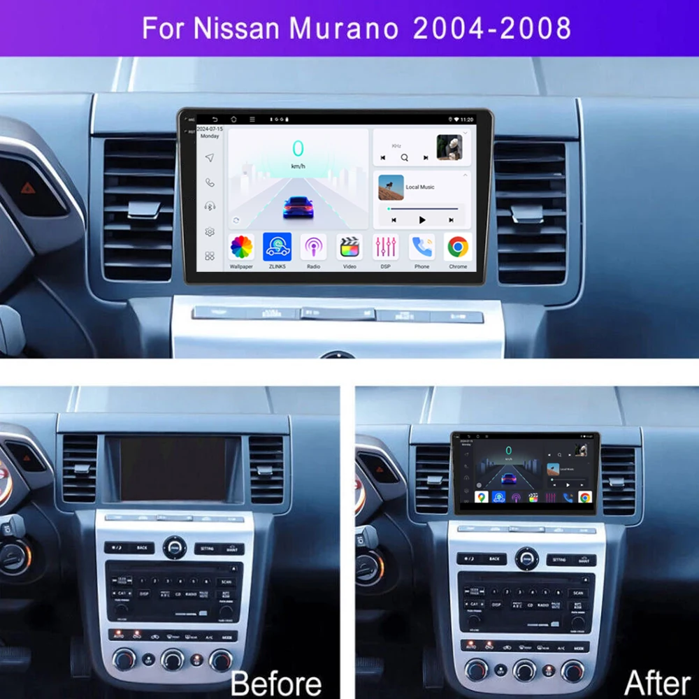 9'' For Nissan Murano 2004-2008 Car Radio Unit GPS Multimedia Carplay Android 15 Wireless Navigation Intelligent System 64GB