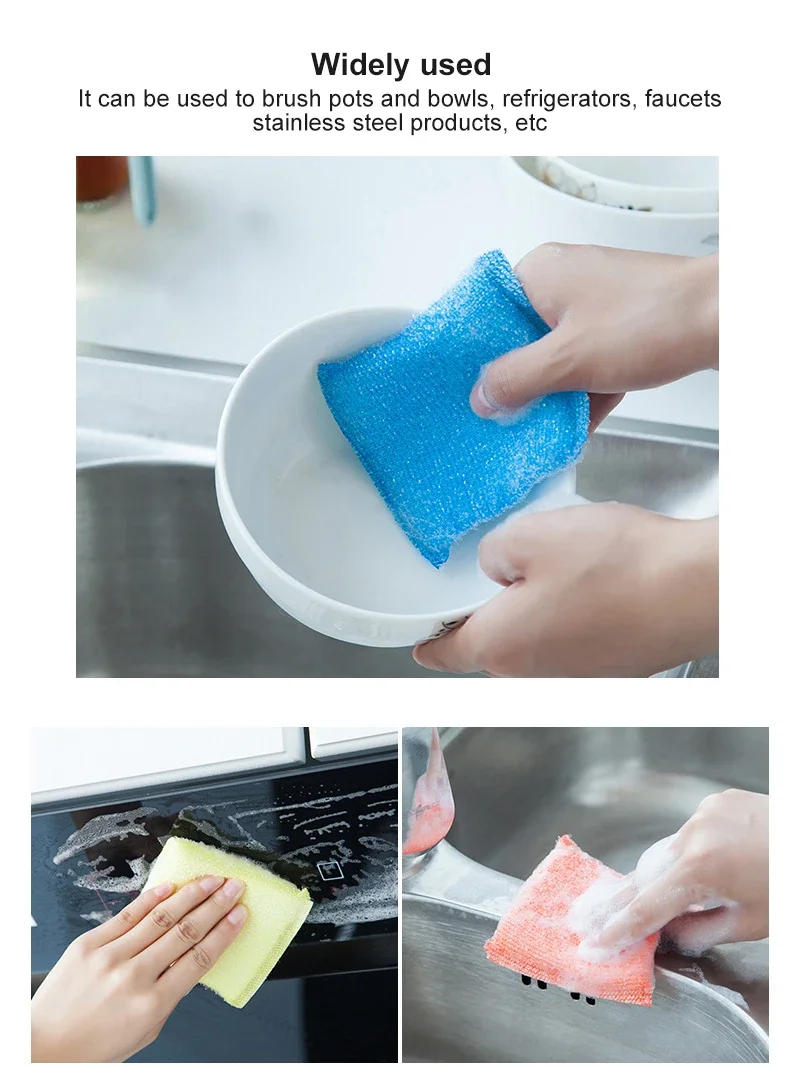 4PCS/Lot Stainless Steel Wire Sponge Scouring Cloth Kitchen Decontamination Clean Bowl/dish/pot Brush Household Cleaning Tool