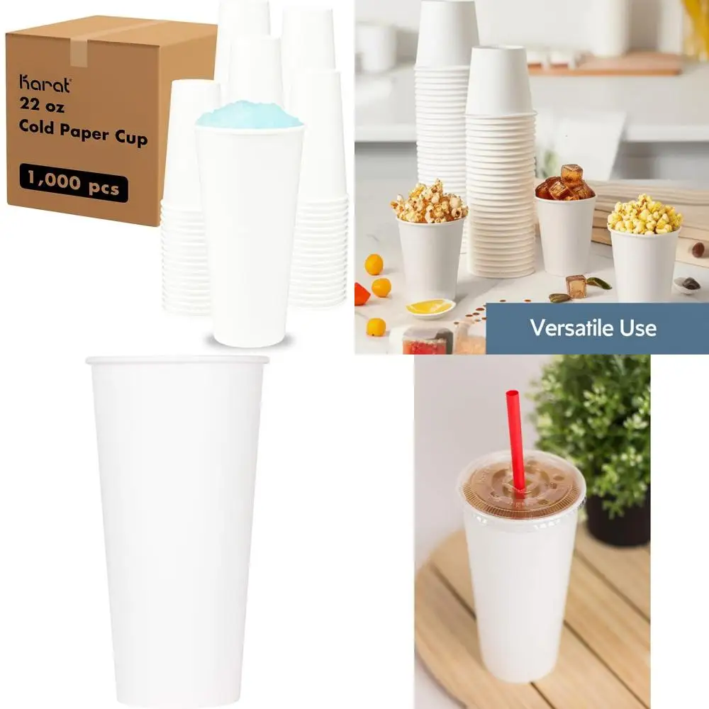 

Karat [1000 ct] 22oz Disposable Paper Cold Cups for Iced Tea, Coke, Soda, Cold Beverages and More, 90mm | White