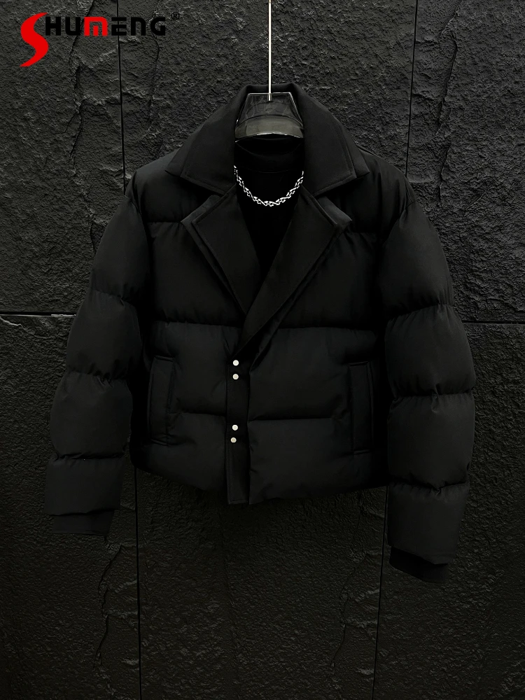 

Men's 2025 Winter New High-End Fashion Suit Collar Parkas Men's Comfort Thickened Warm Coats Stylish Faux Two-Piece Loose Parkas