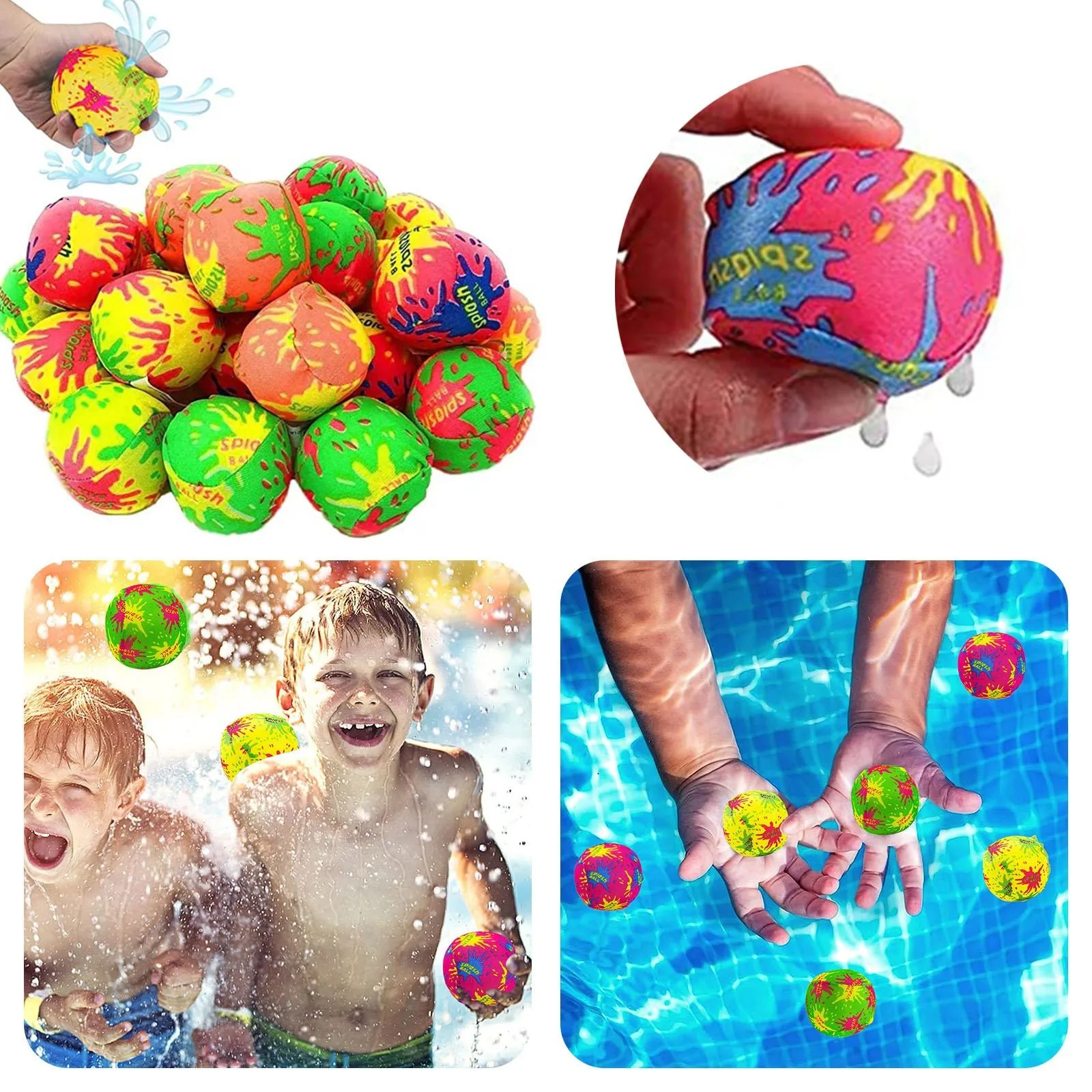 100/10pcs Riutilizzabili Palline d'acqua Giochi d'acqua Palline da spiaggia Palline di cotone assorbenti Cotone Soaker Bomb Balls Acqua che rimbalza Palle Piscina