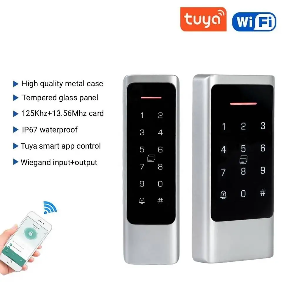 systeme-de-controle-d'acces-tuya-wifi-nfc-serrure-de-porte-intelligente-etanche-ip68-lecteur-de-carte-rfid-double-frequence-clavier-controleur-d'application-telephonique
