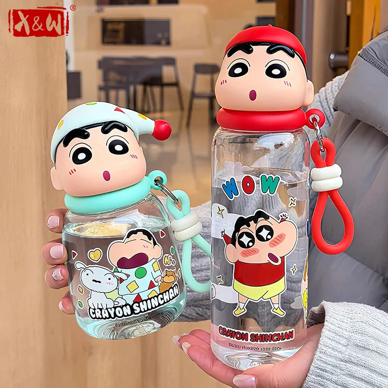 X&W Cartoon Crayon Shin-Chan Water Bottle 400ML/625ML Student Children Plastic Cup Portable Summer Outdoor Cold drink cup Gift