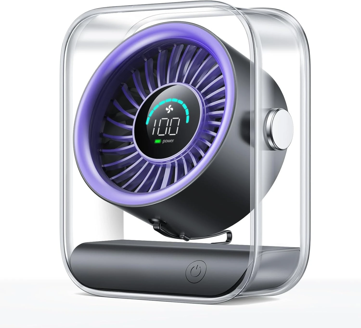 

2026New Rechargeable USB Desk Fan, Quiet Table Fan With Turbo Airflow, 100 Speeds, Digital Display, 90° Rotating, Small Battery