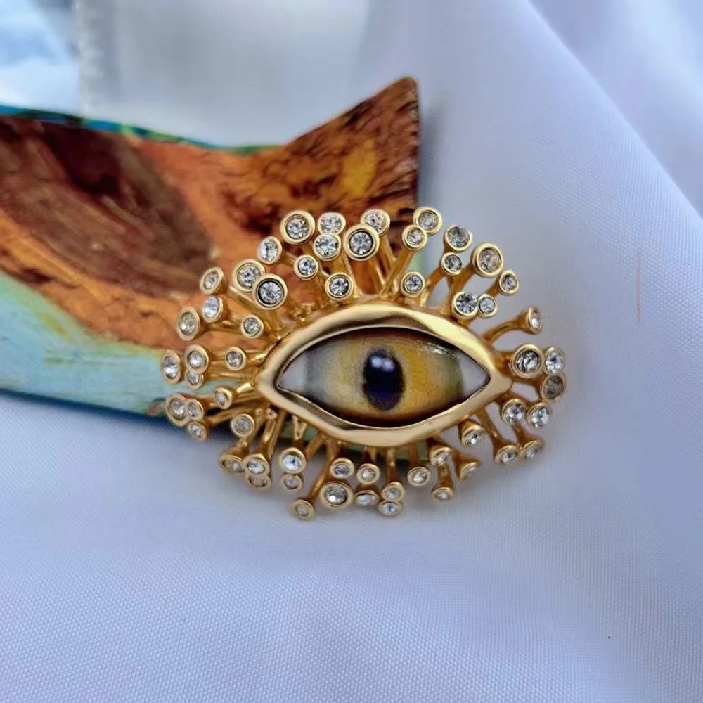 

Vintage Devil's Eye Rings Personality Demon Eyes Copper Metal Diamond-Studded Open Ring Jewelry Gifts High Quality