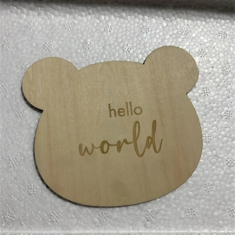 Cartoon Bear Wooden Baby Milestone Card \