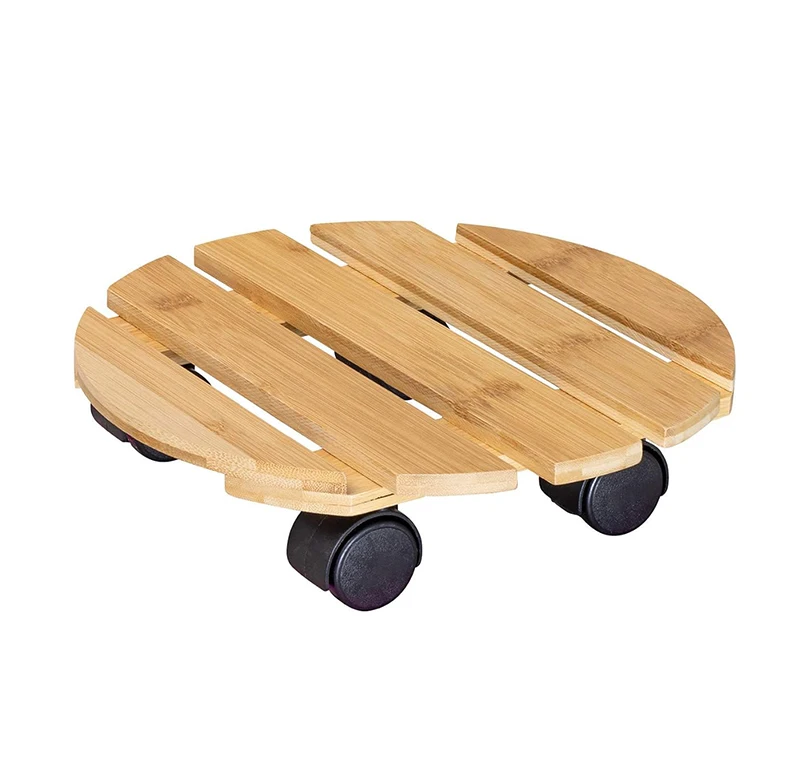Modern Bamboo Plant Caddy with Heavy Duty Load Capacity Indoor Wood Plant Stand for Flower Pots Home & Garden Rack Design