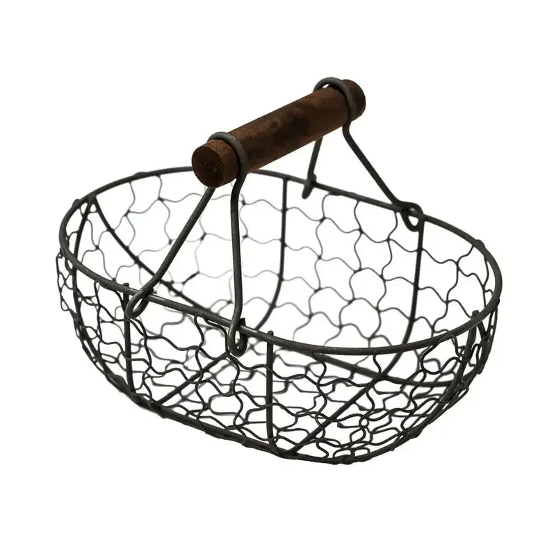 Creative retro and old wrought iron storage baskets, kitchen fruit basket, bread basket, storage baskets, desktop storage box.