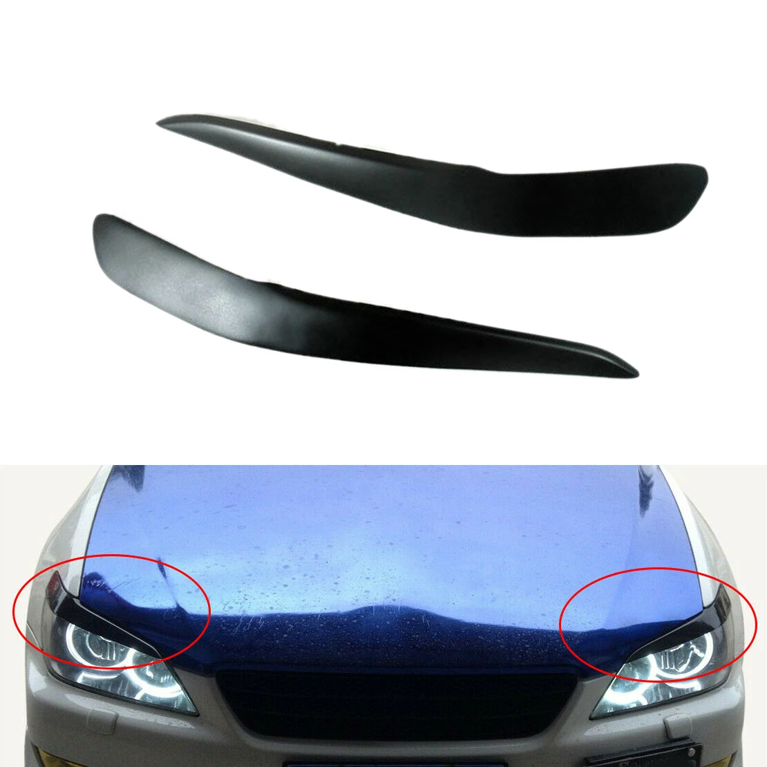 Car Front Headlight Cover Eyebrows Eyelid Trim Sticker for Lexus IS200 IS300 RS200 1998-2005