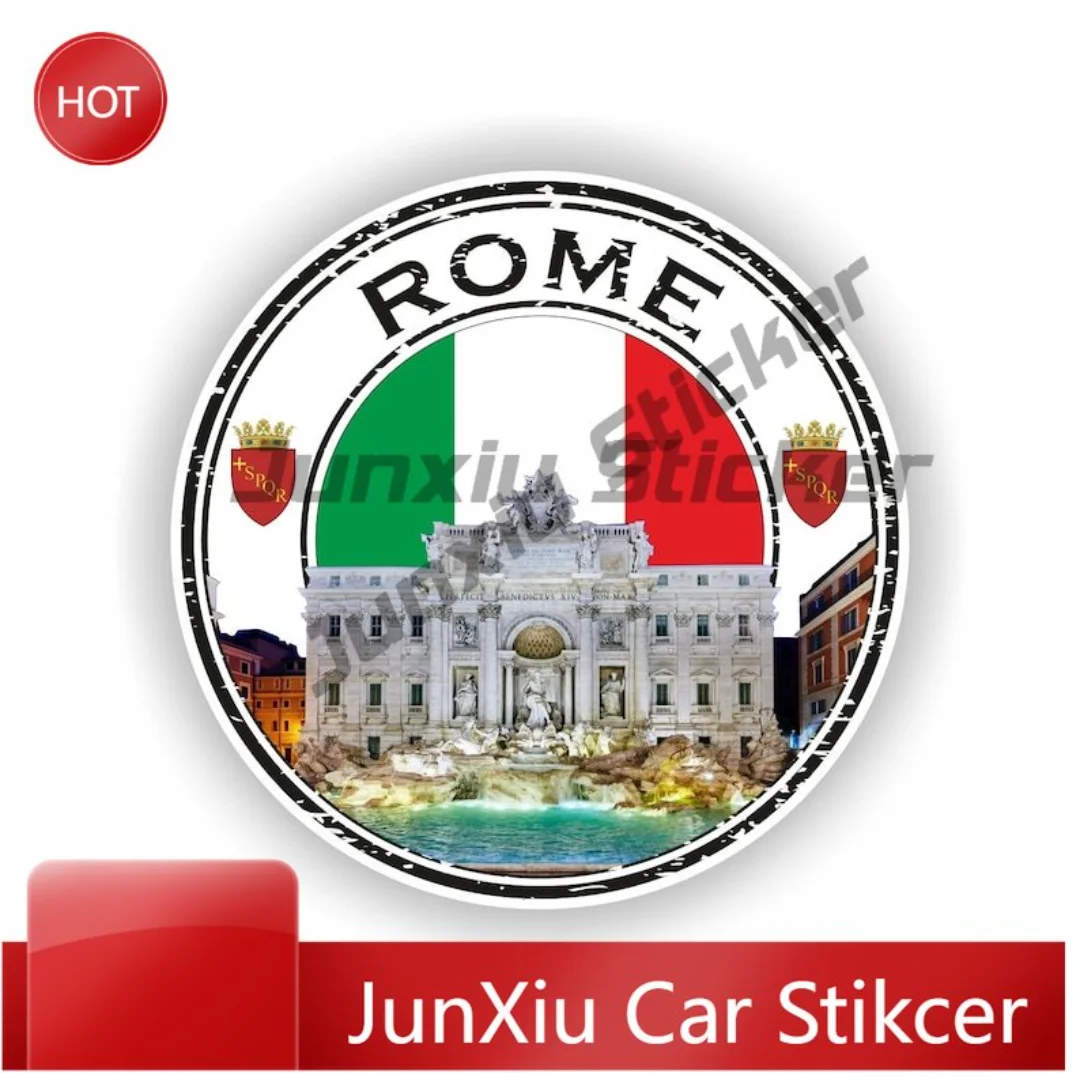 

Rome Roma Trevi Fountain Italy Italia Seal Sticker Round Long Lasting Vinyl Decal For Door Bumper UV Resistant Decoration Auto