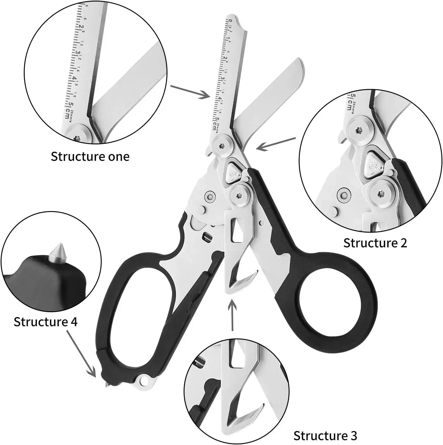 Multifunction Portable Emergency Shears with Lock Latch Tactical Folding Scissors Outdoor Survival Tool