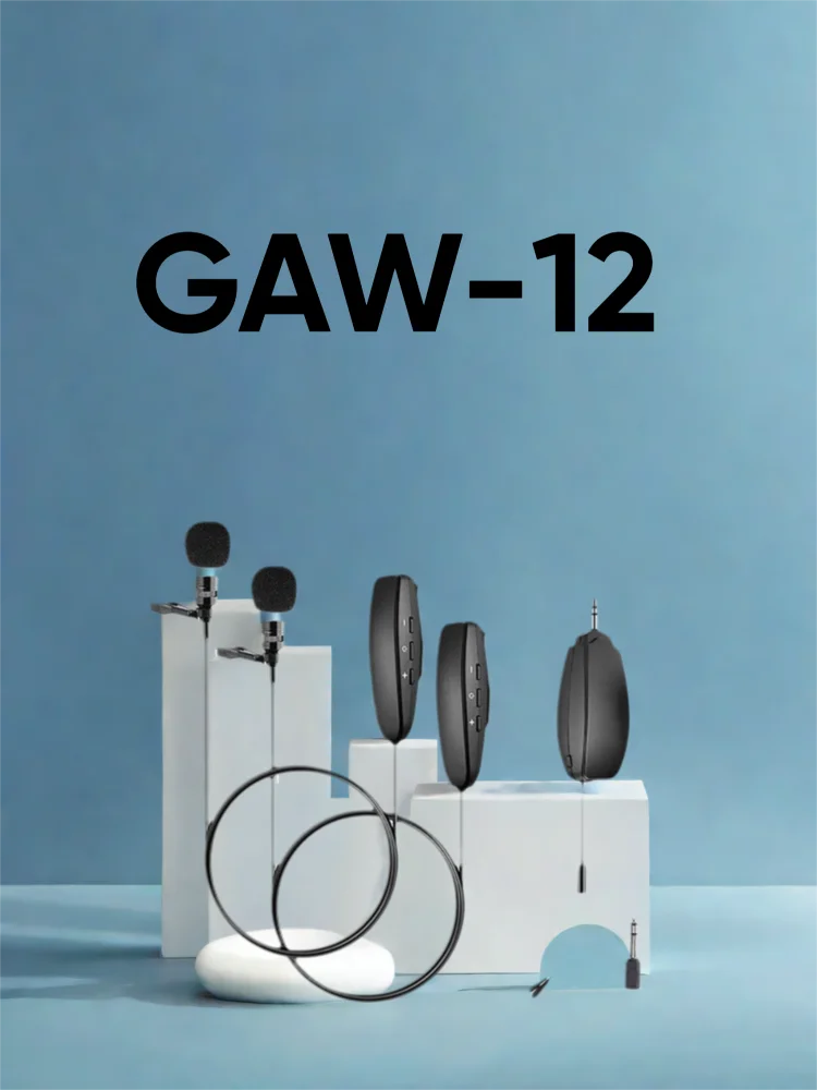 GAW-12 Cuffie UHF wireless Microfono Cuffie Microfoni e 1 ricevitore Microfono di registrazione vocale per telefoni Fotocamere Altoparlante vocale